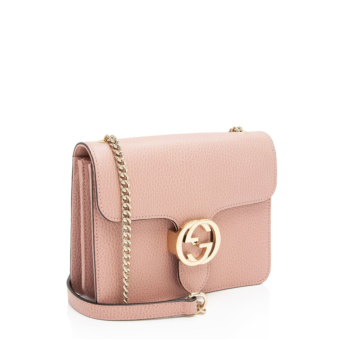 Gucci Grained Calfskin Interlocking G Small Shoulder Bag (SHF-BPuIFX)