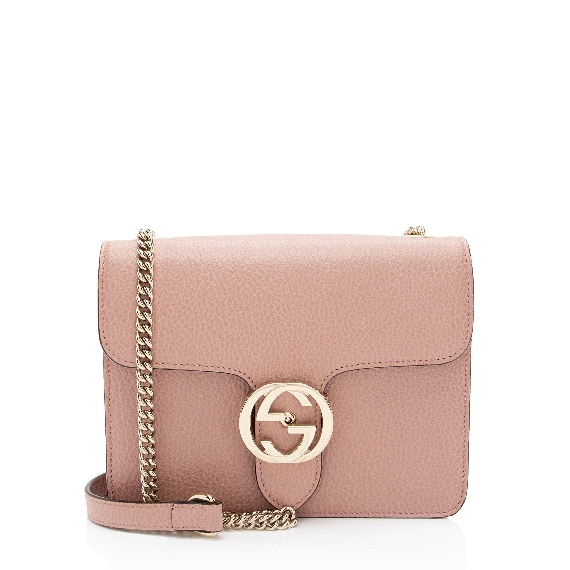 Gucci Grained Calfskin Interlocking G Small Shoulder Bag (SHF-eMNjXX)