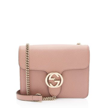 Gucci Grained Calfskin Interlocking G Small Shoulder Bag (SHF-eMNjXX)