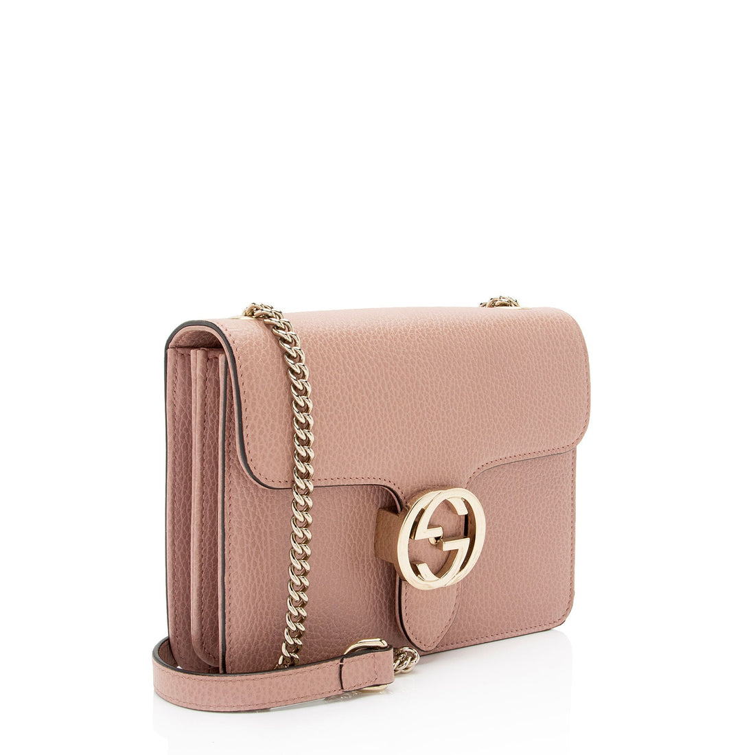 Gucci Grained Calfskin Interlocking G Small Shoulder Bag (SHF-eMNjXX)