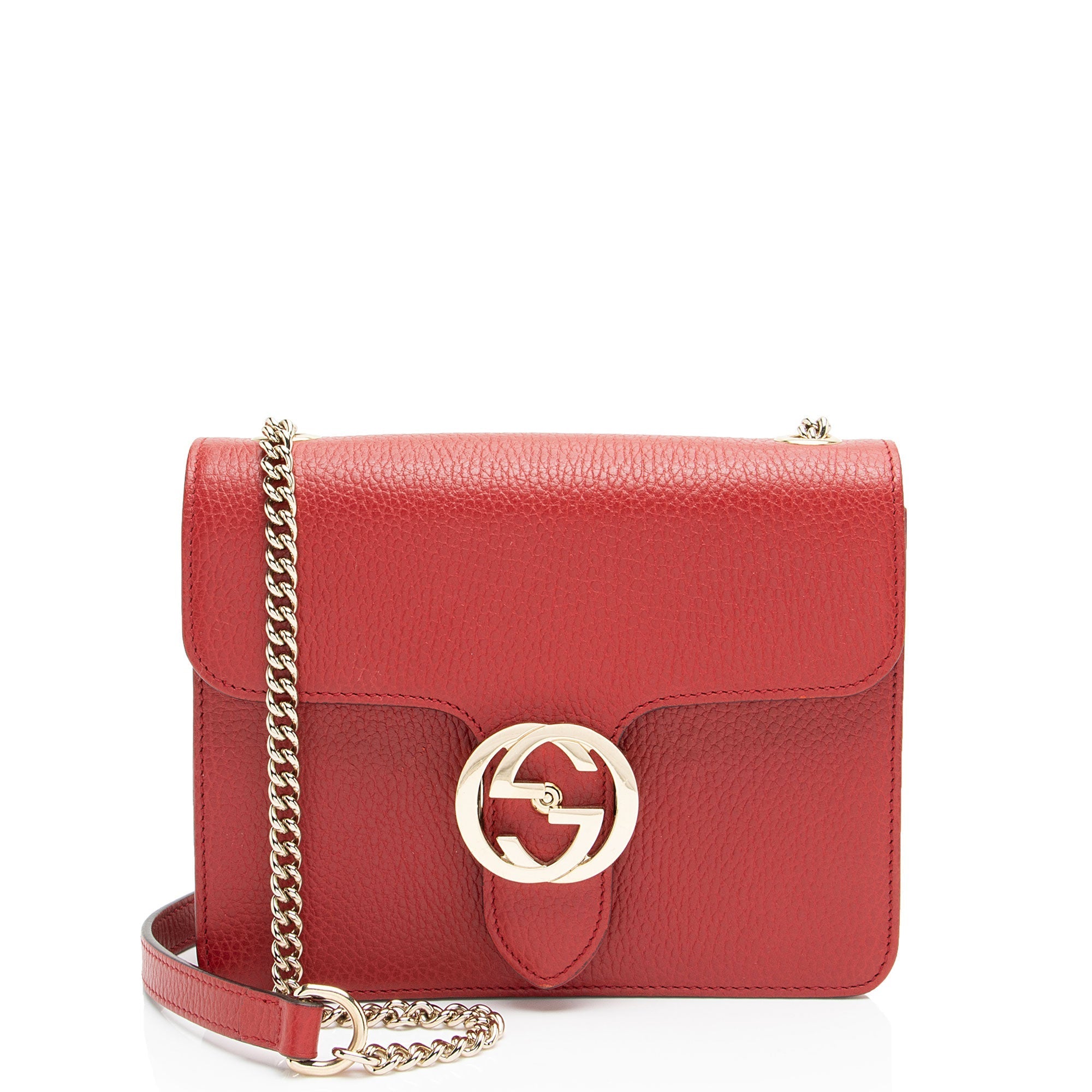 Gucci Grained Calfskin Interlocking G Small Shoulder Bag