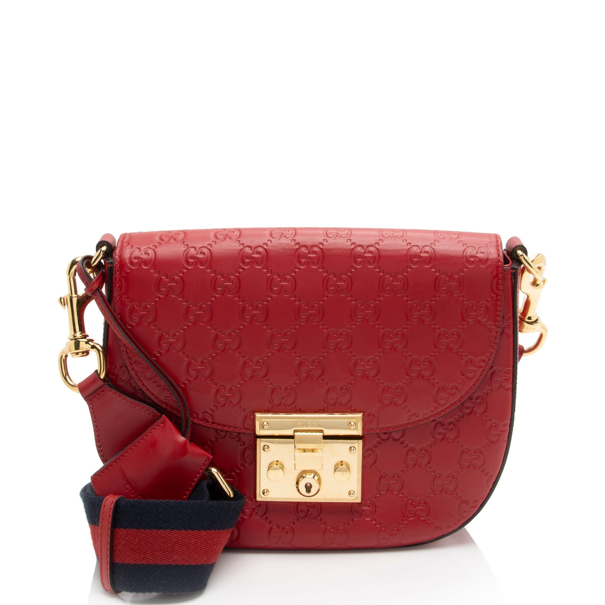 Gucci Guccissima Leather Padlock Saddle Medium Shoulder Bag (SHF-hLwZmE)