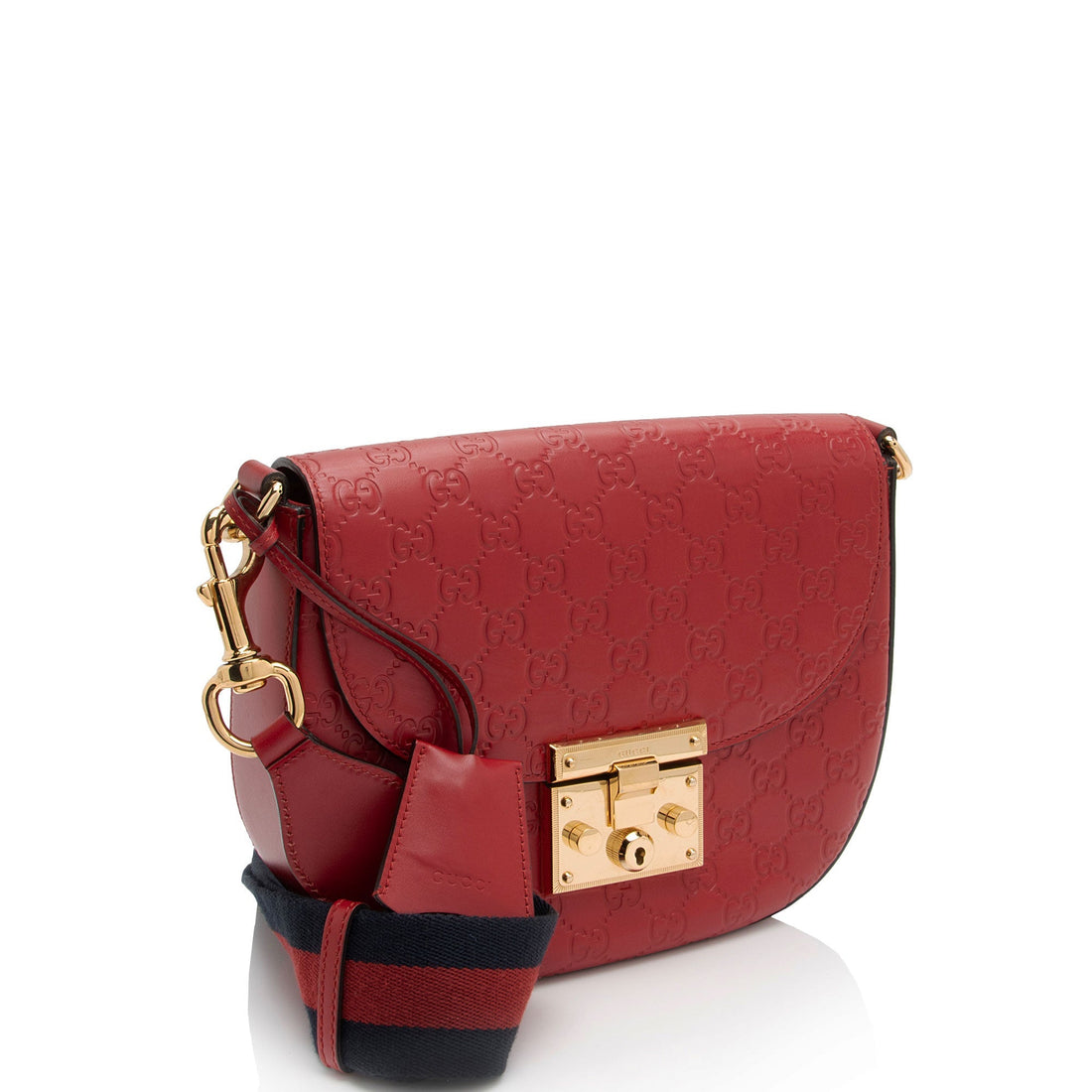 Gucci Guccissima Leather Padlock Saddle Medium Shoulder Bag (SHF-hLwZmE)