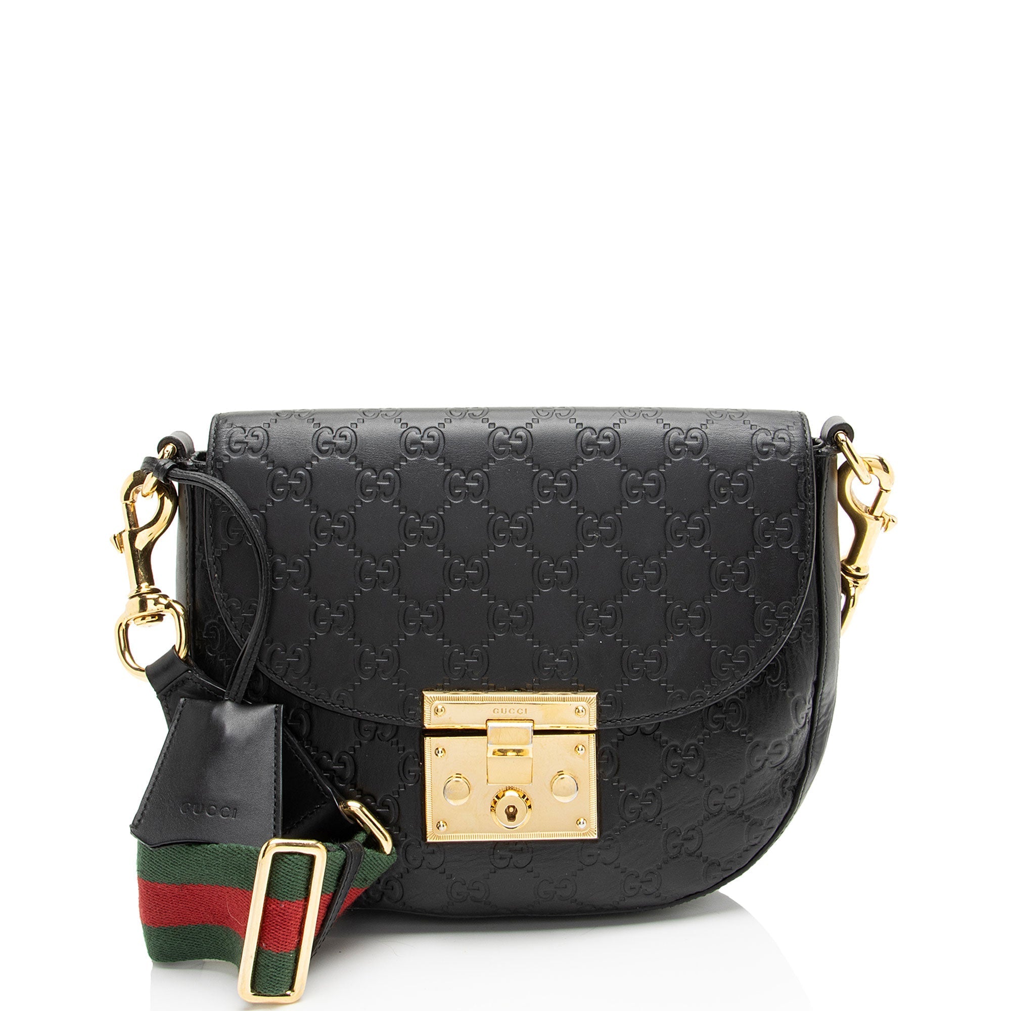 Gucci Guccissima Leather Padlock Saddle Medium Shoulder Bag