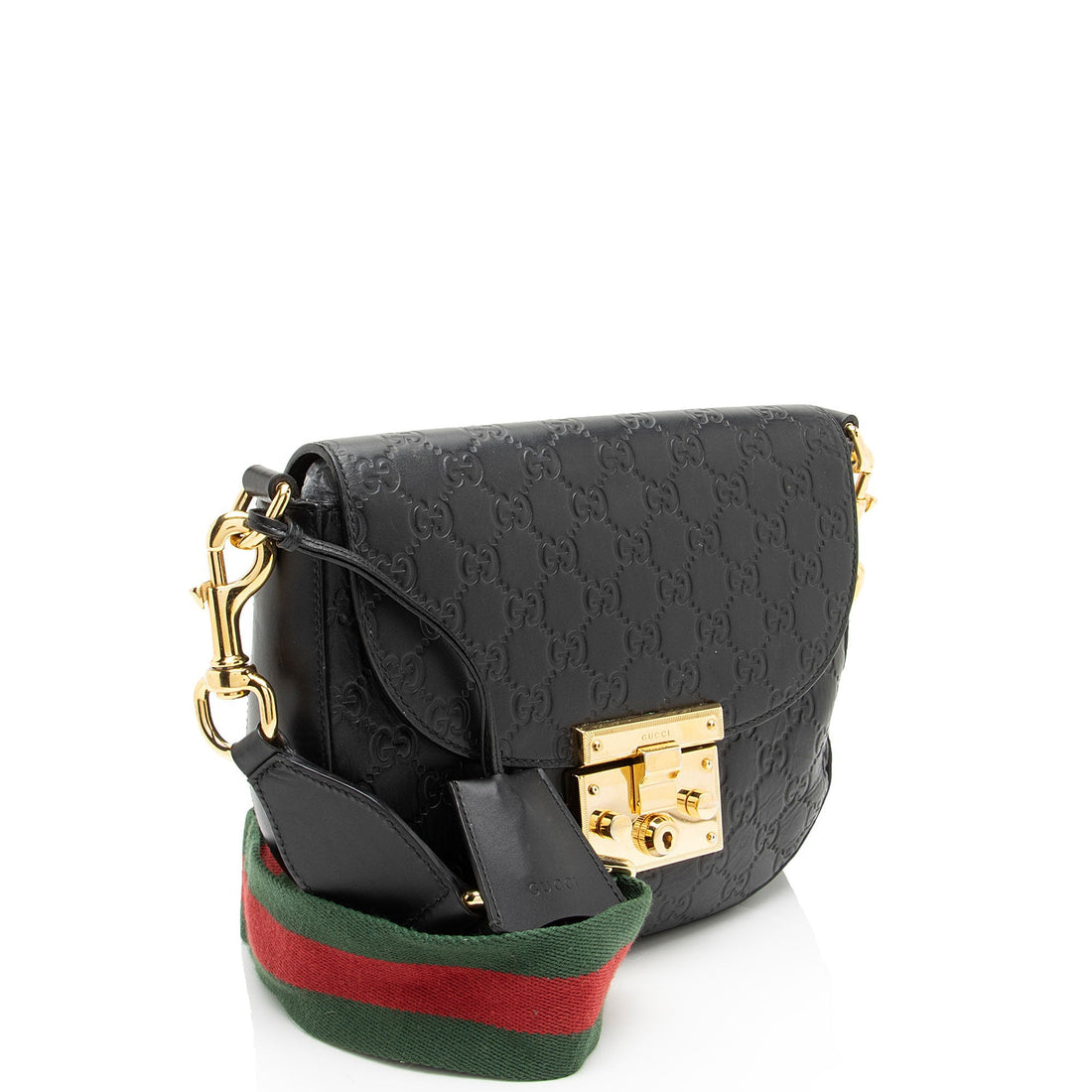 Gucci Guccissima Leather Padlock Saddle Medium Shoulder Bag