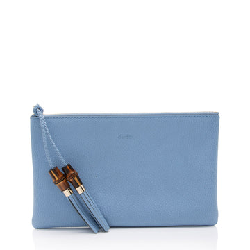 Gucci Leather Bamboo Tassel Zip Clutch (SHF-6YnArQ)