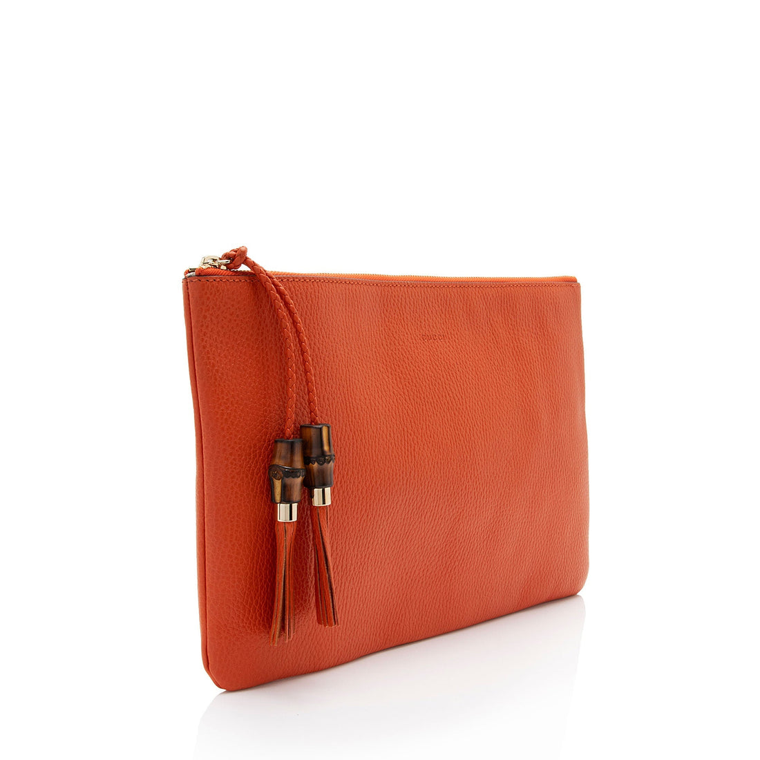 Gucci Leather Bamboo Tassel Zip Clutch (SHF-aWlLLC)