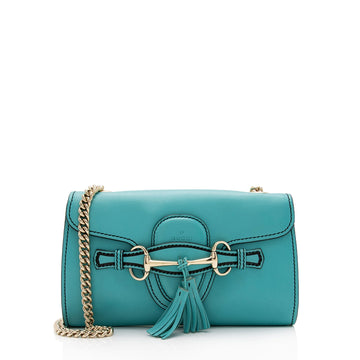 Gucci Leather Emily Small Chain Shoulder Bag (SHF-C1Ky8i)