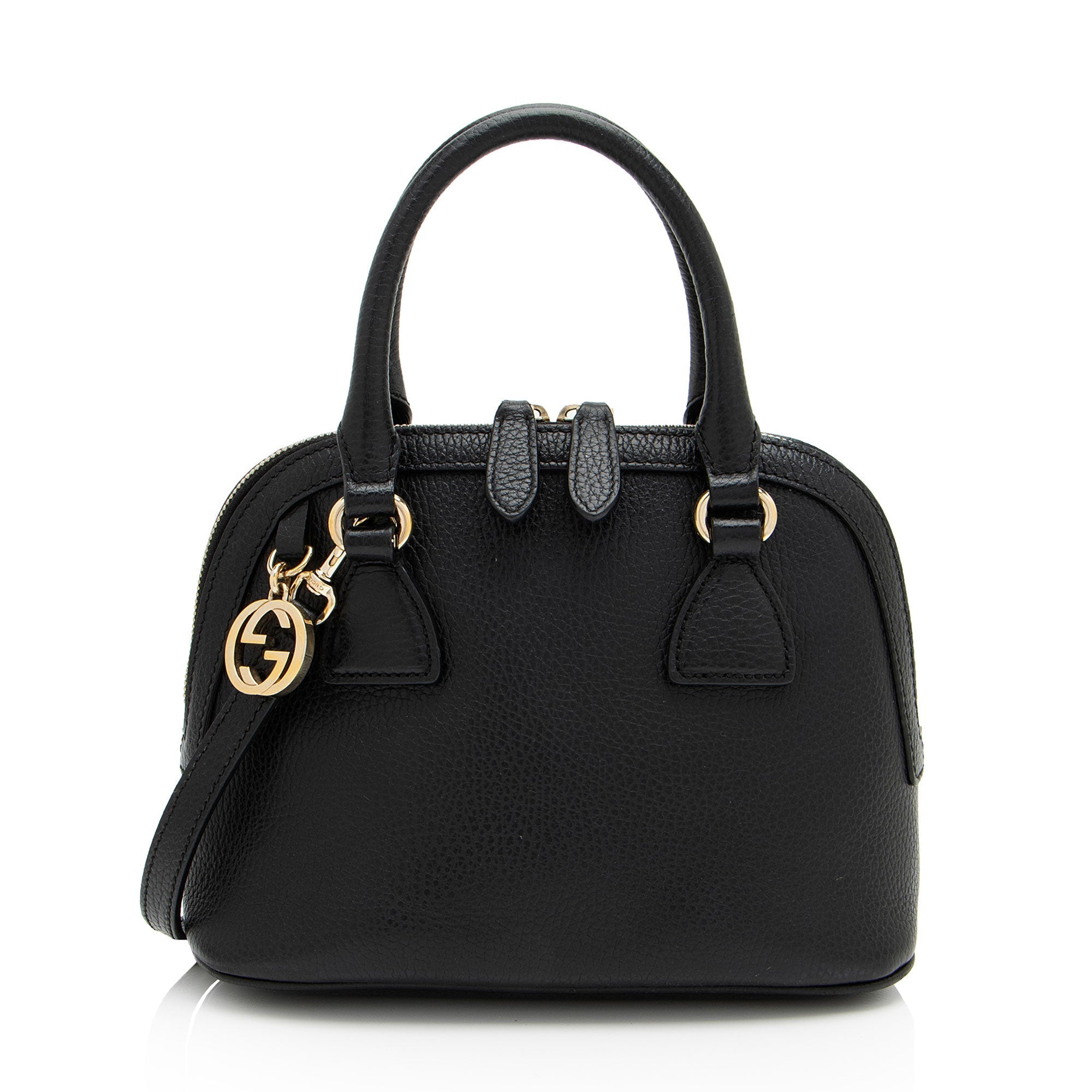 Gucci Leather GG Charm Dome Small Shoulder Bag (SHF-RTrfn9)