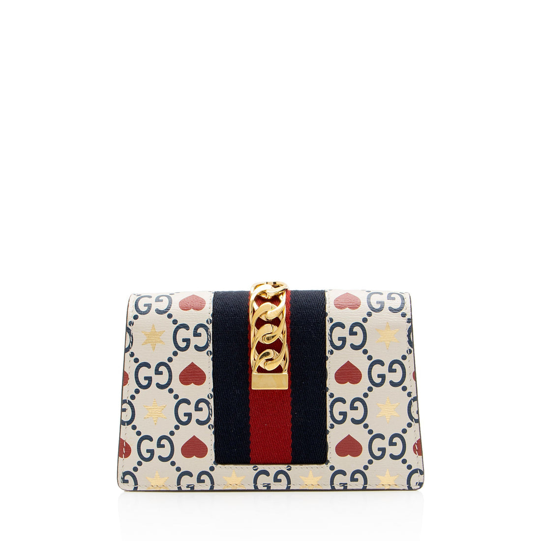 Gucci Leather GG Heart Stars Sylvie Super Mini Shoulder Bag