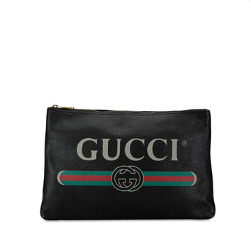Gucci Leather Gucci Logo Clutch Bag (SHG-0B9RCU)