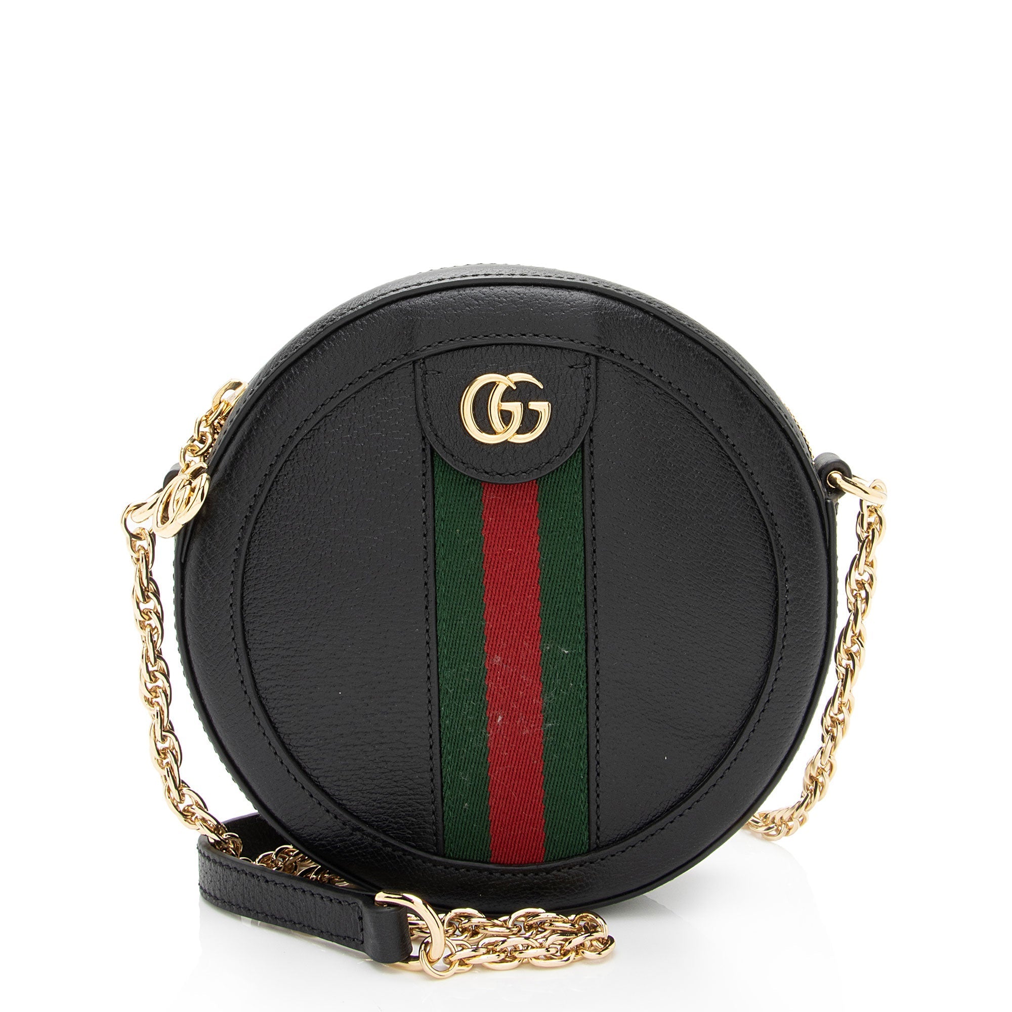 Gucci Leather Ophidia Round Mini Shoulder Bag (SHF-z9TS8F)