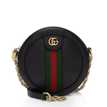 Gucci Leather Ophidia Round Mini Shoulder Bag (SHF-xLECaW)