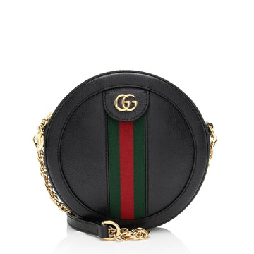 Gucci Leather Ophidia Round Mini Shoulder Bag (SHF-8X1FRs)