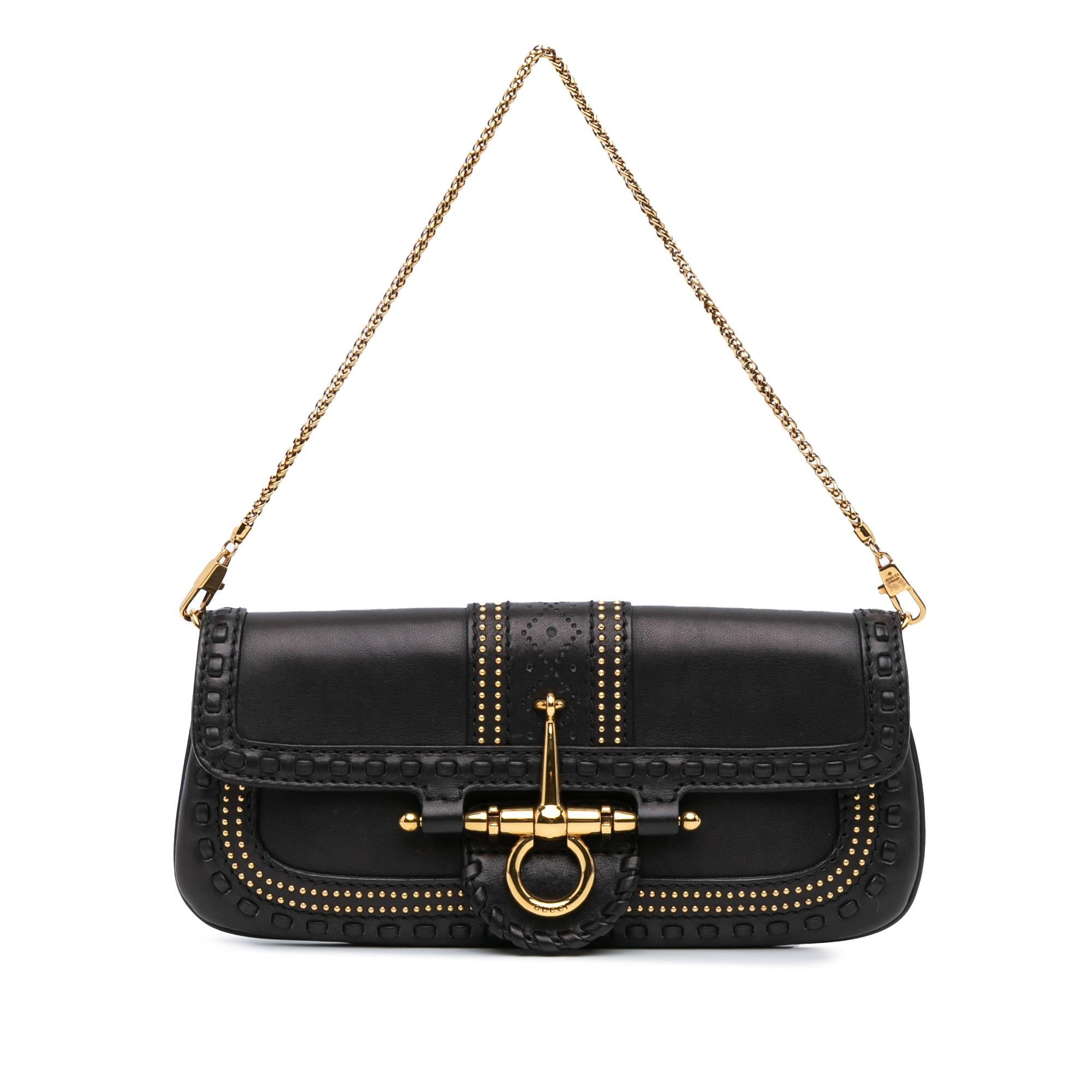 Gucci Leather Snaffle Bit Chain Shoulder Bag (SHG-wpK4Mh)