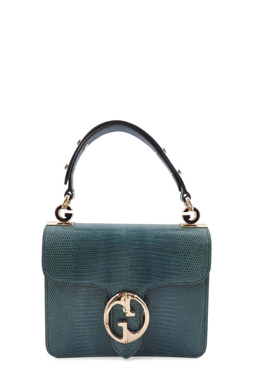 Lizard 1973 Small Top Handle Flap Bag Turquoise