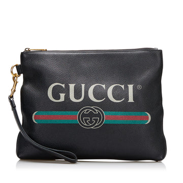 Gucci Logo Leather Clutch (SHG-Kmt4iX)