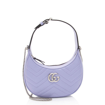 Gucci Matelasse Leather GG Marmont Half Moon Mini Shoulder Bag (SHF-OFIt7E)
