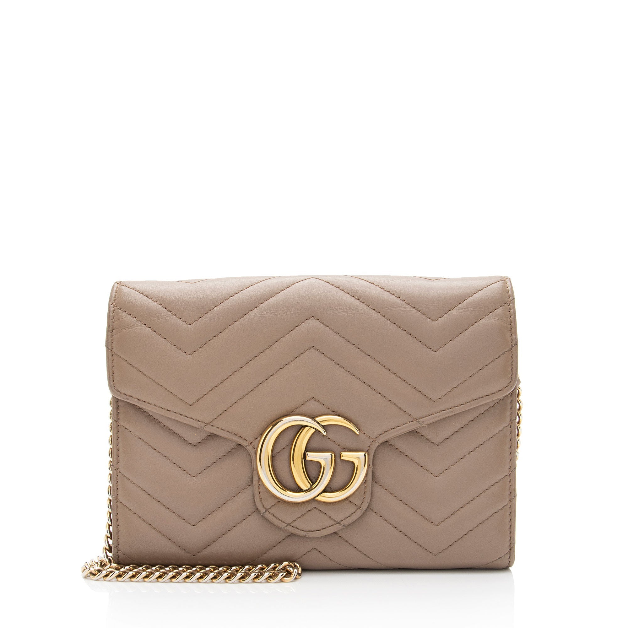 Gucci Matelasse Leather GG Marmont Mini Chain Shoulder Bag (SHF-bJF41o)