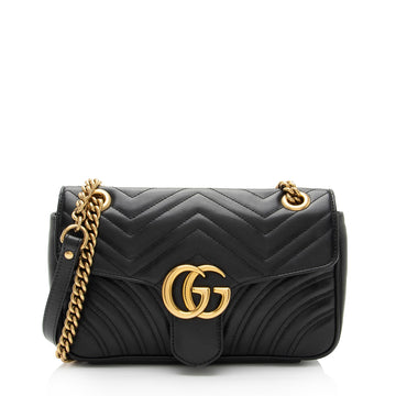 Gucci Matelasse Leather GG Marmont Small Flap Shoulder Bag (SHF-IkiGIu)