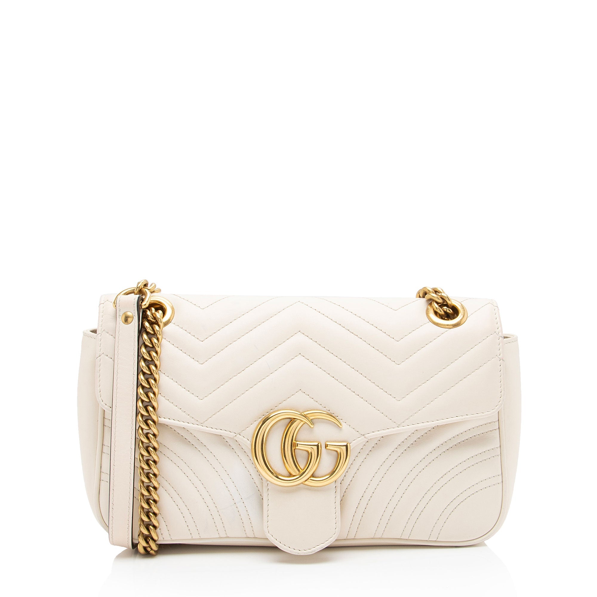 Gucci Matelasse Leather GG Marmont Small Flap Shoulder Bag (SHF-gduwv8)