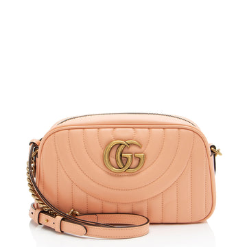 Gucci Matelasse Leather GG Marmont Vertical Ring Small Shoulder Bag