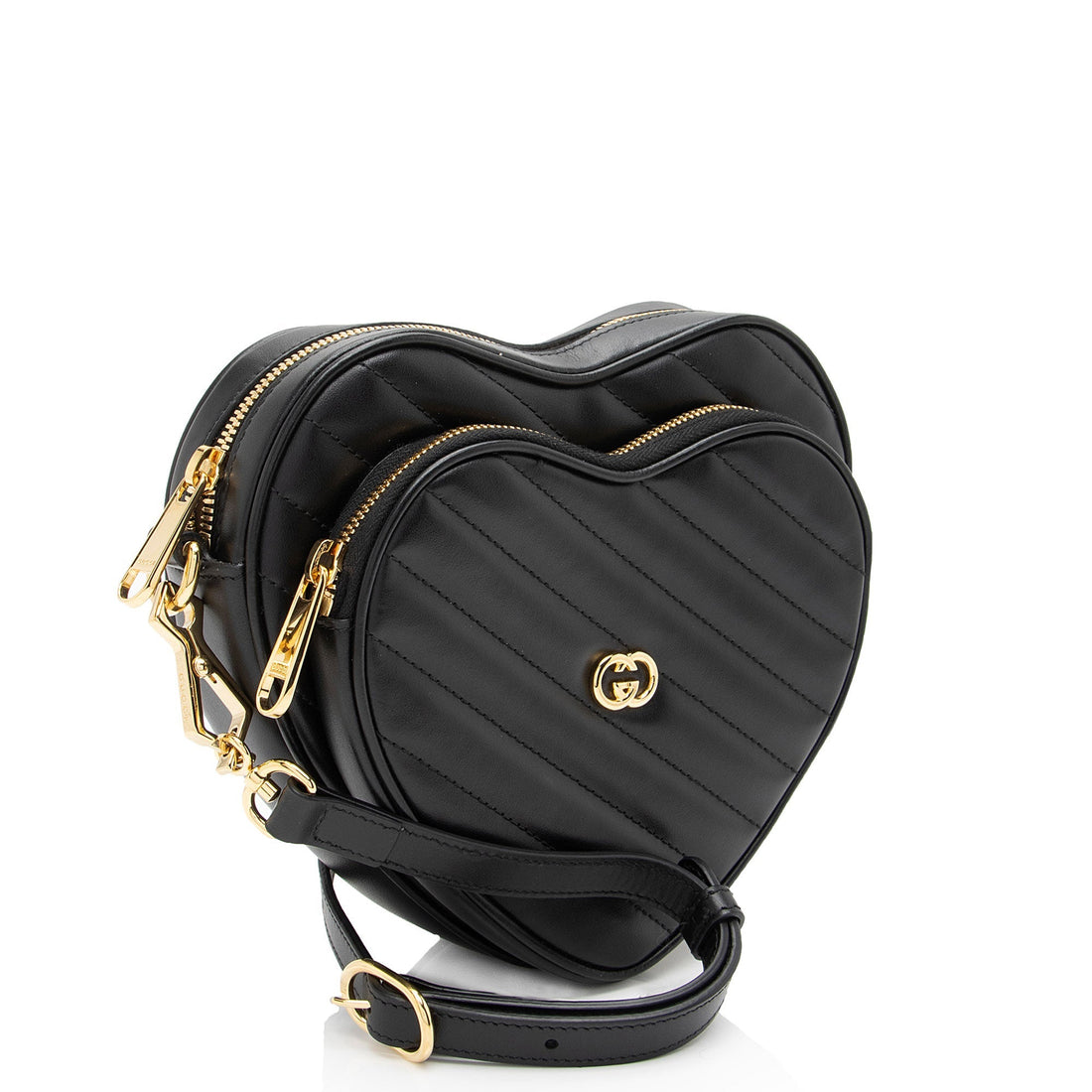 Gucci Matelasse Leather Interlocking G Heart Mini Shoulder Bag