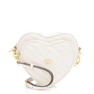 Gucci Matelasse Leather Interlocking G Heart Mini Shoulder Bag (SHF-iaso5p)
