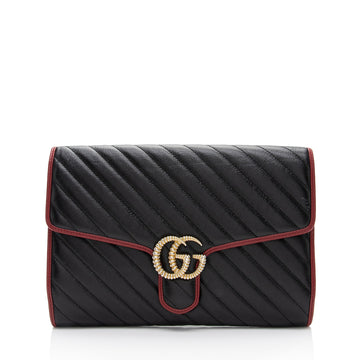 Gucci Matelasse Leather Torchon GG Marmont Clutch (SHF-AQeHxl)