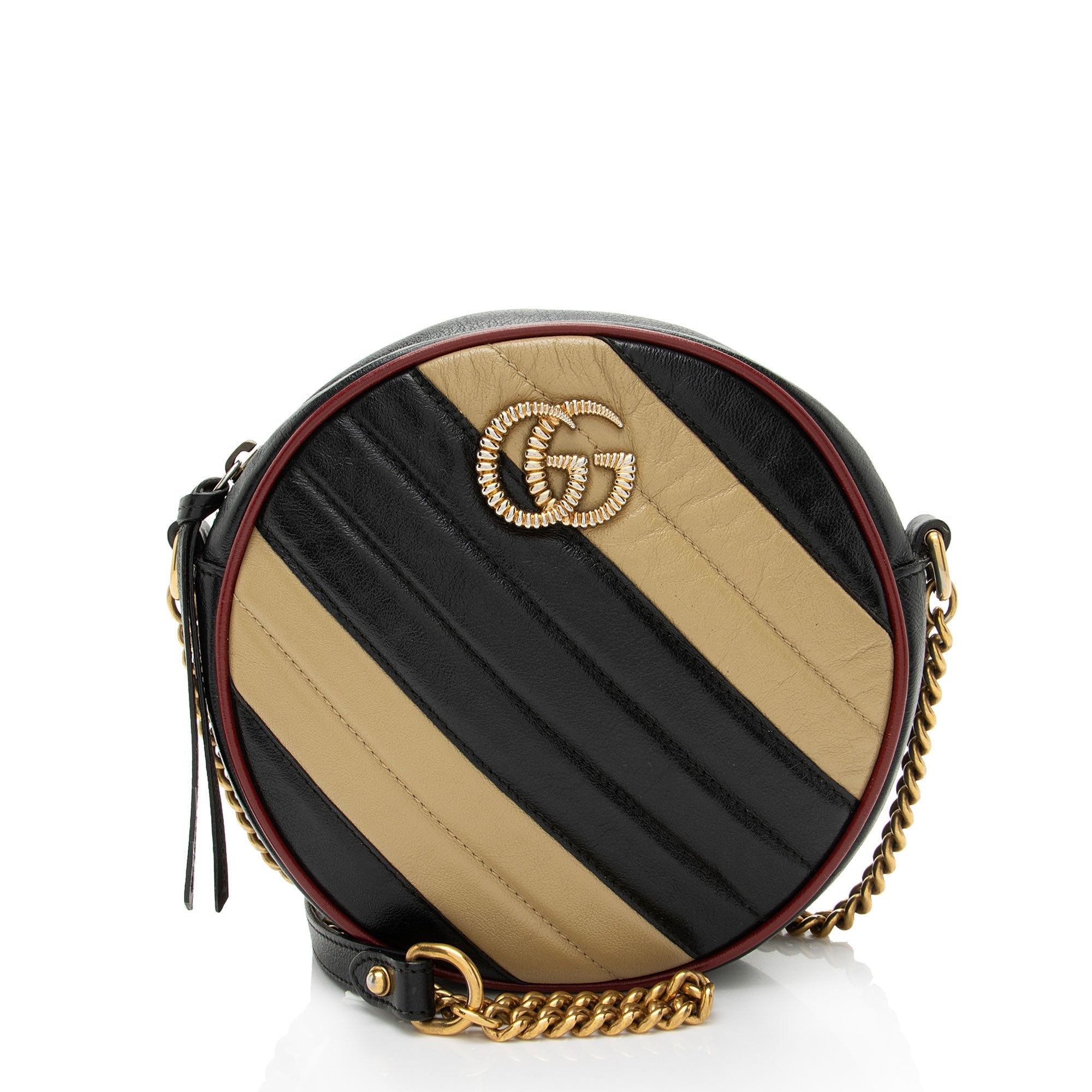 Gucci Matelasse Leather Torchon GG Marmont Round Mini Shoulder Bag