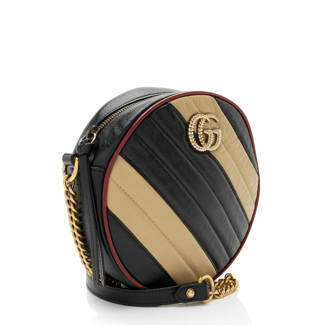 Gucci Matelasse Leather Torchon GG Marmont Round Mini Shoulder Bag