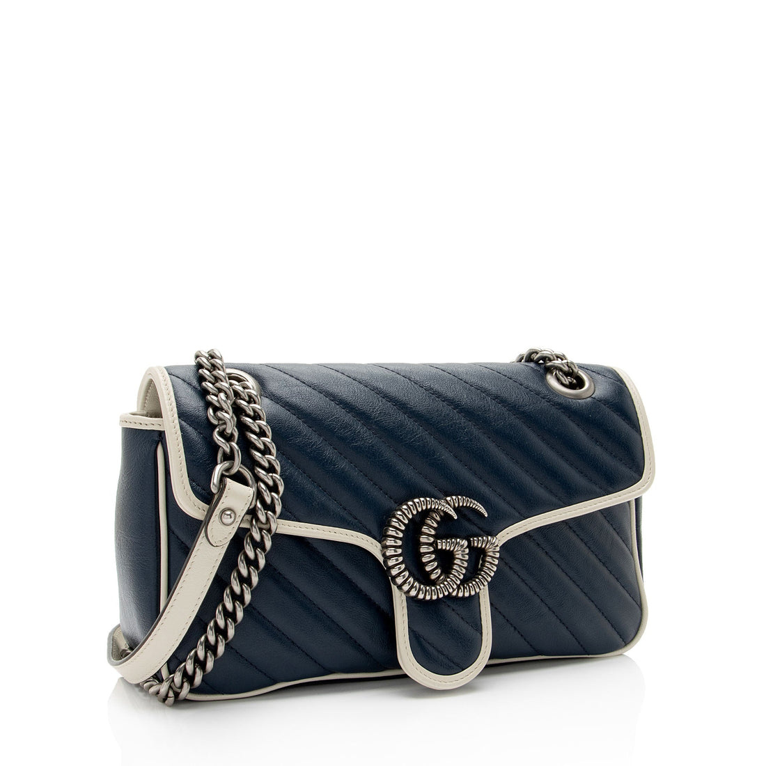 Gucci Matelasse Leather Torchon GG Marmont Small Flap Shoulder Bag (SHF-fZFBg1)