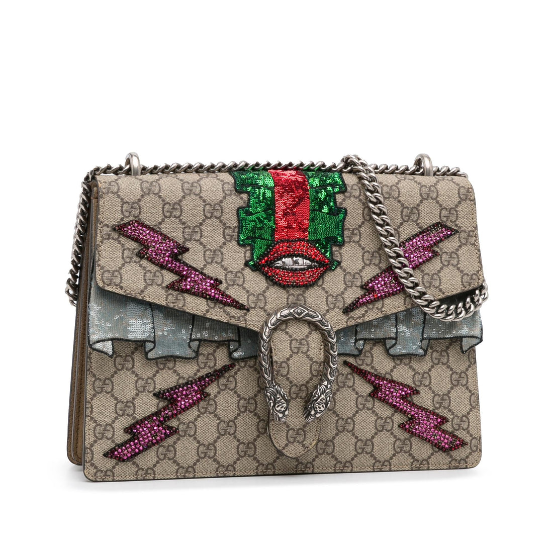 Gucci Medium Embellished GG Supreme Dionysus Shoulder Bag (SHG-lkC3tu)