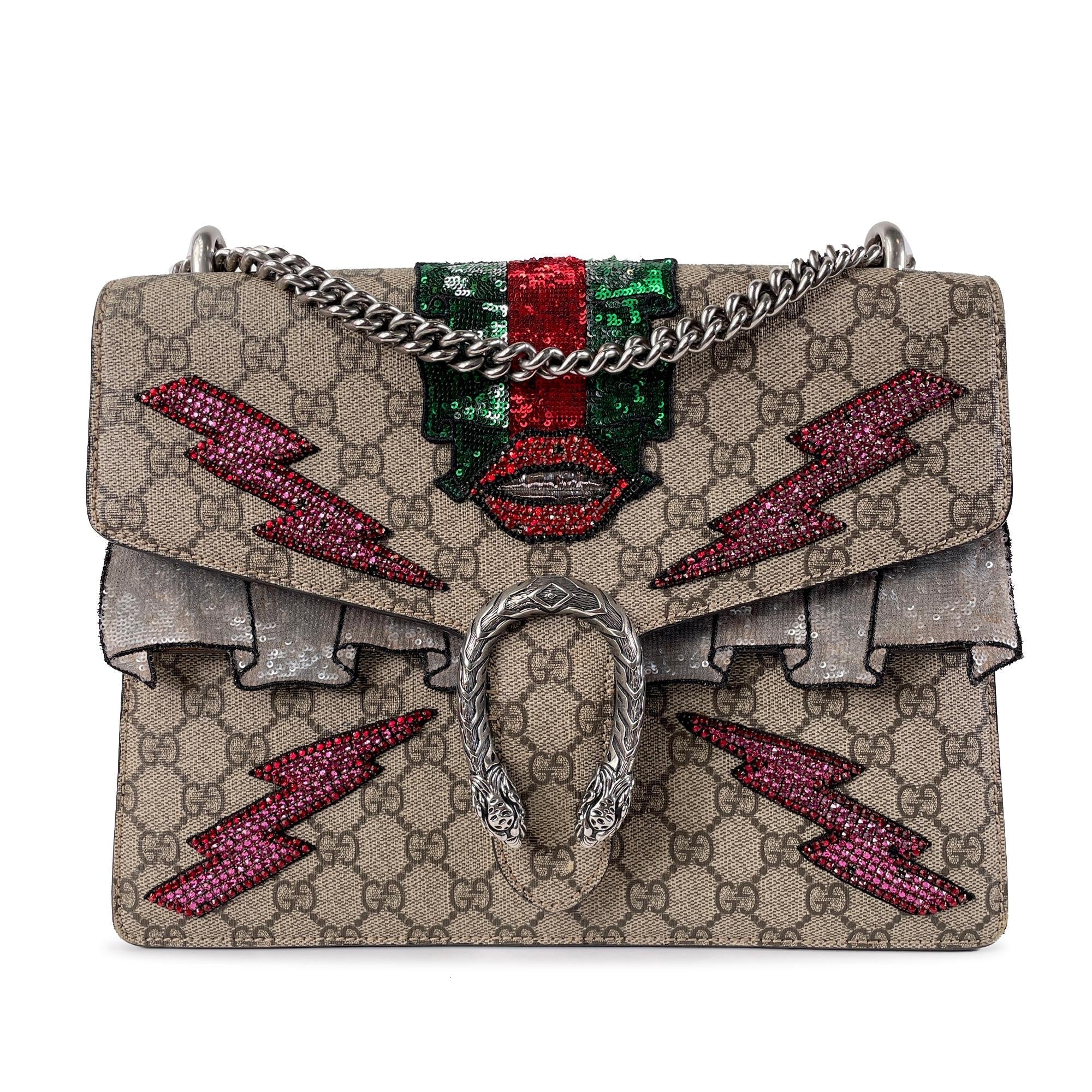 Gucci Medium Embellished GG Supreme Dionysus Shoulder Bag (SHG-46Vf23)