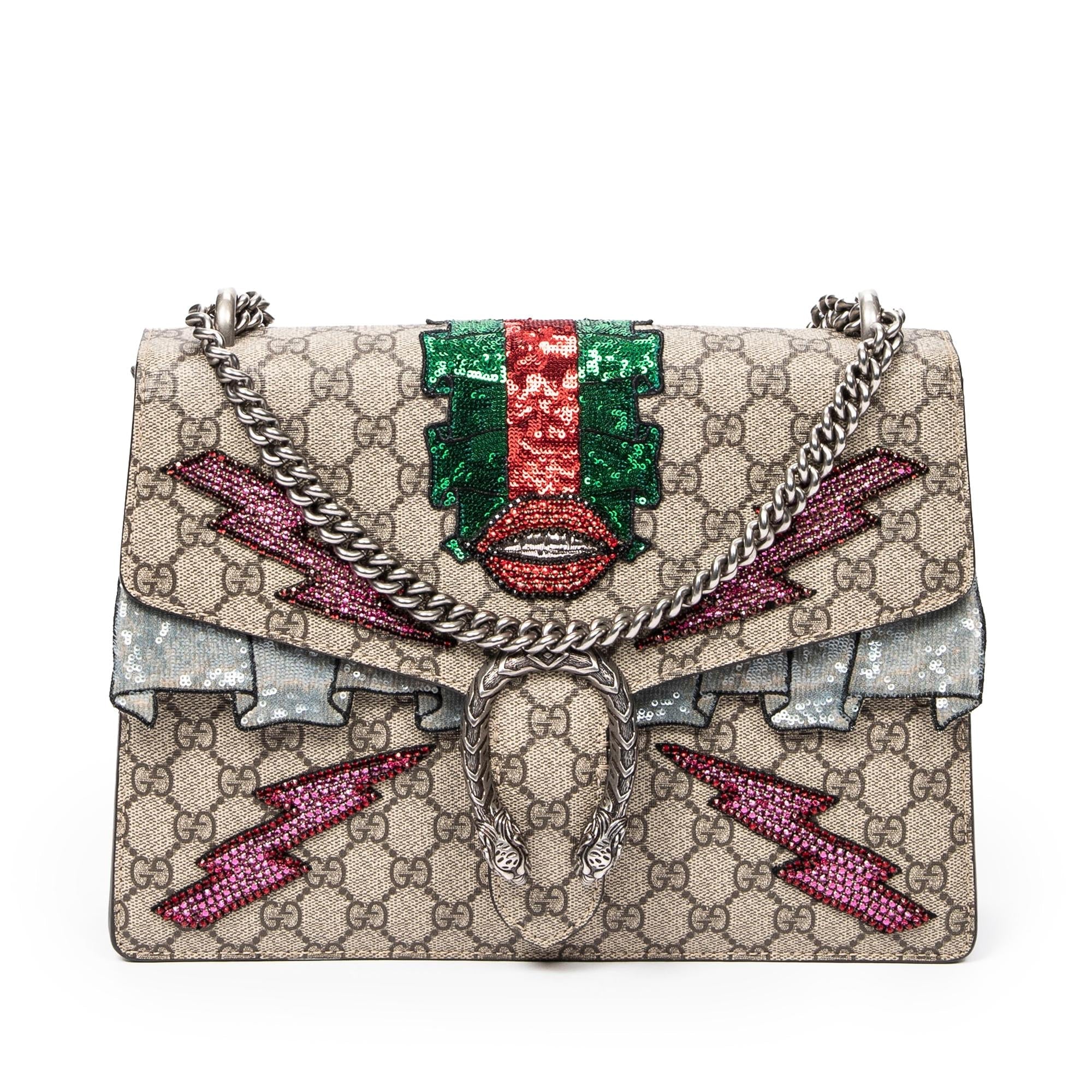 Gucci Medium Embellished GG Supreme Dionysus Shoulder Bag (SHG-jB9ofC)