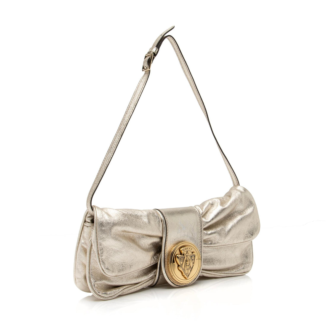 Gucci Metallic Leather Papillon Hysteria Clutch (SHF-23493)