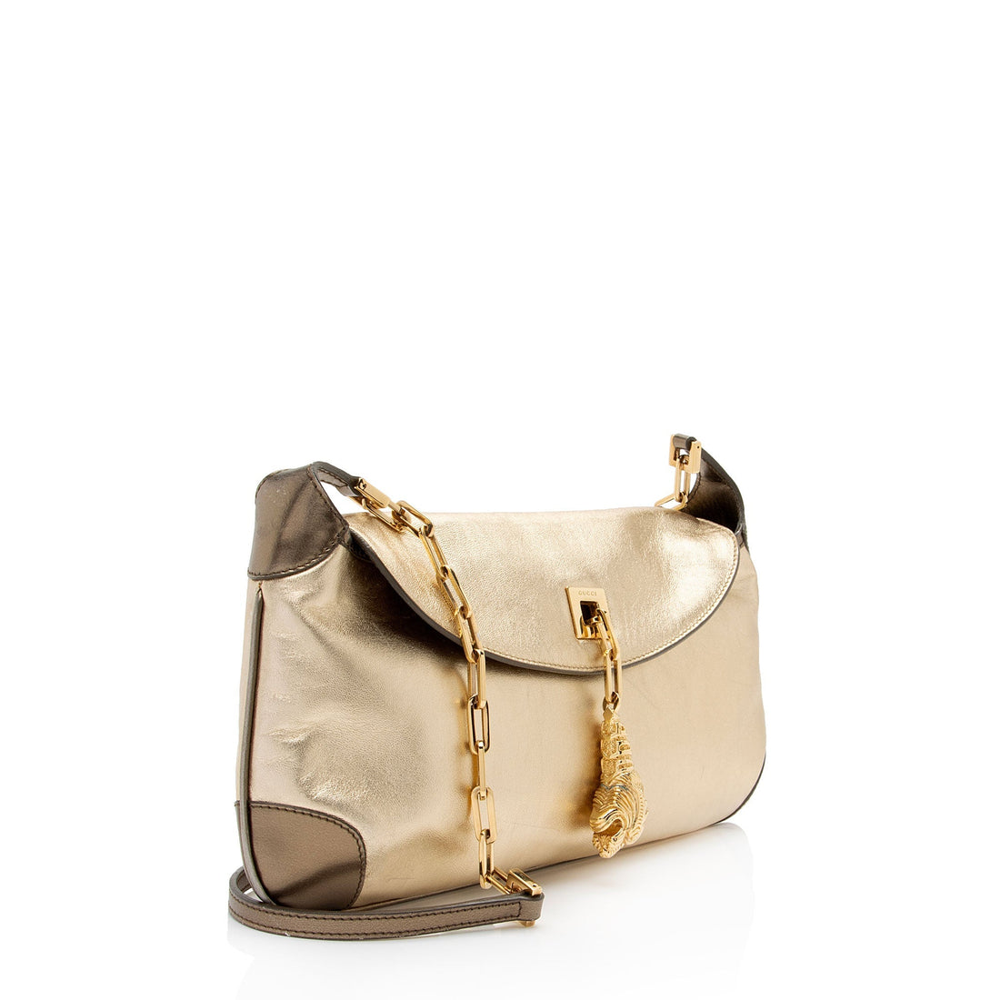 Gucci Metallic Leather Tiger Charm Shoulder Bag (SHF-ltMIAv)