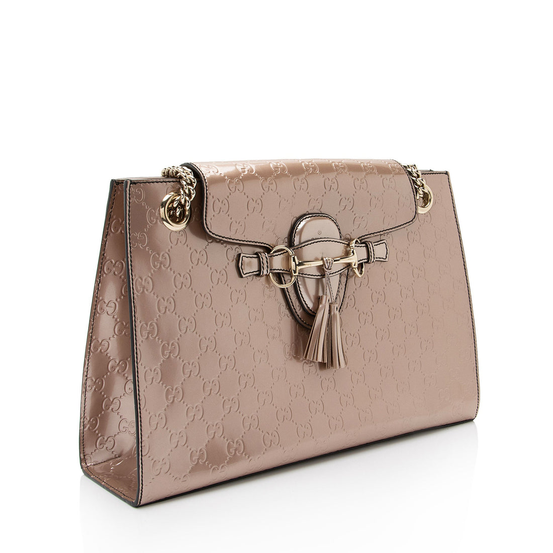 Gucci Metallic Patent Guccissima Leather Emily Large Shoulder Bag (SHF-v4gshd)