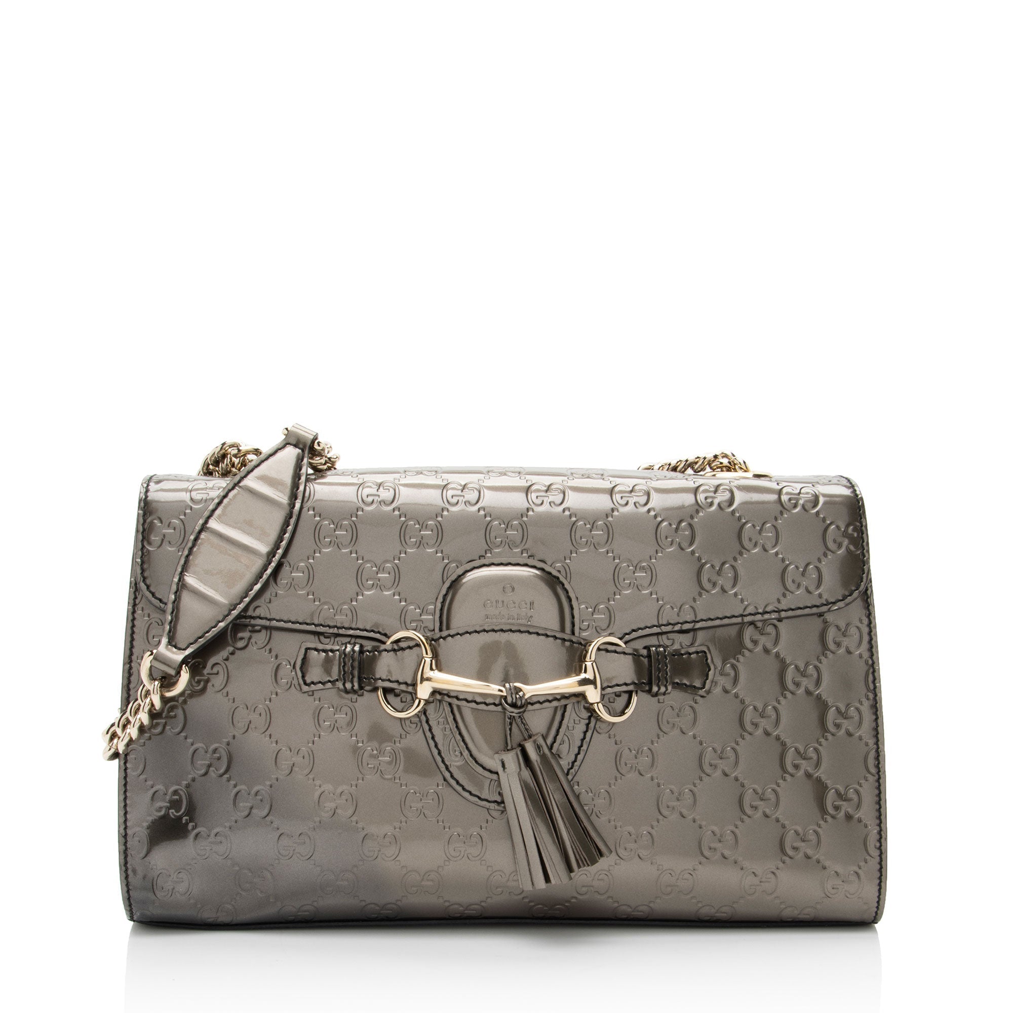 Gucci Metallic Patent Guccissima Leather Emily Medium Shoulder Bag