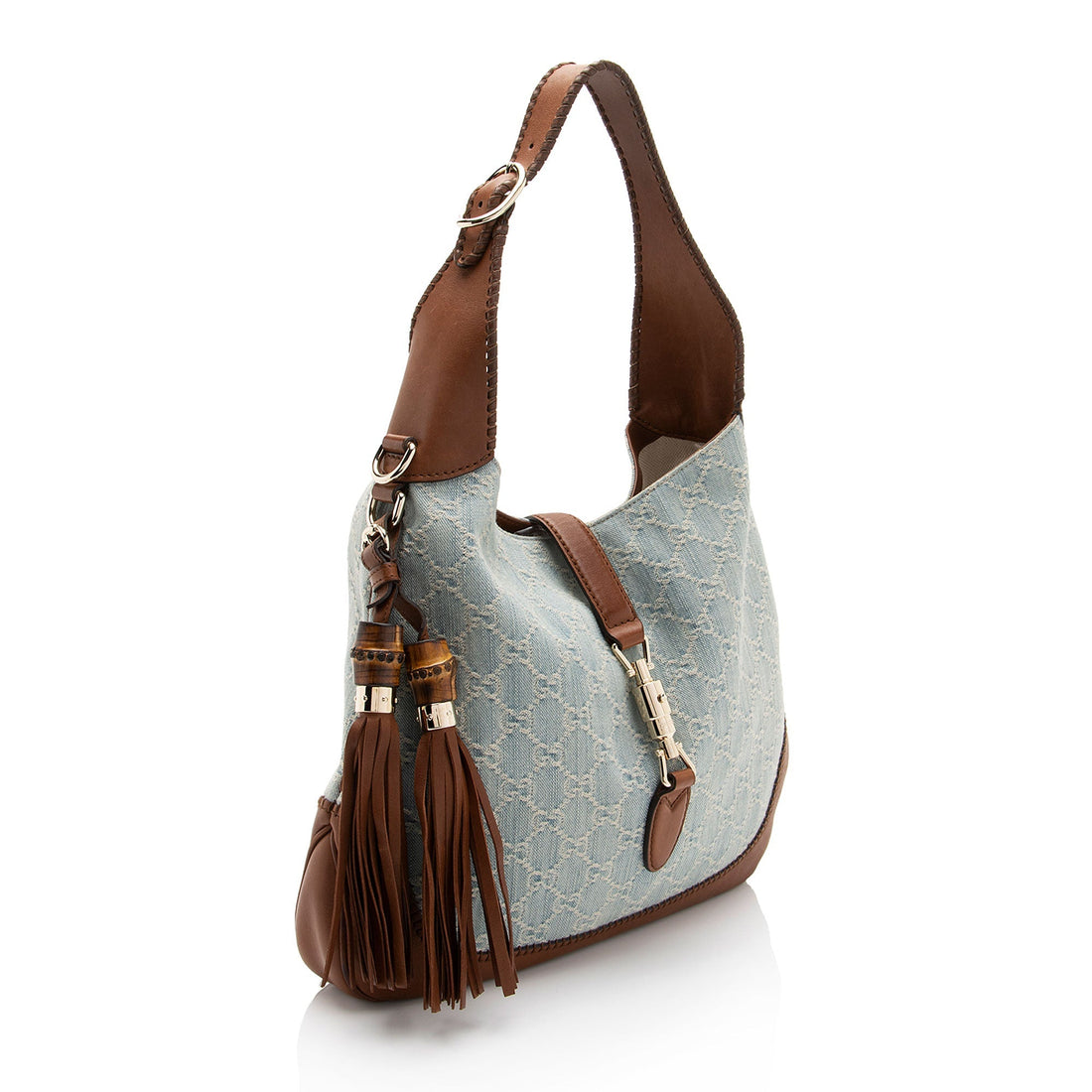 Gucci GG Denim New Jackie Medium Shoulder Bag (SHF-I4xdgI)