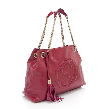 Gucci Patent Leather Soho Medium Shoulder Bag