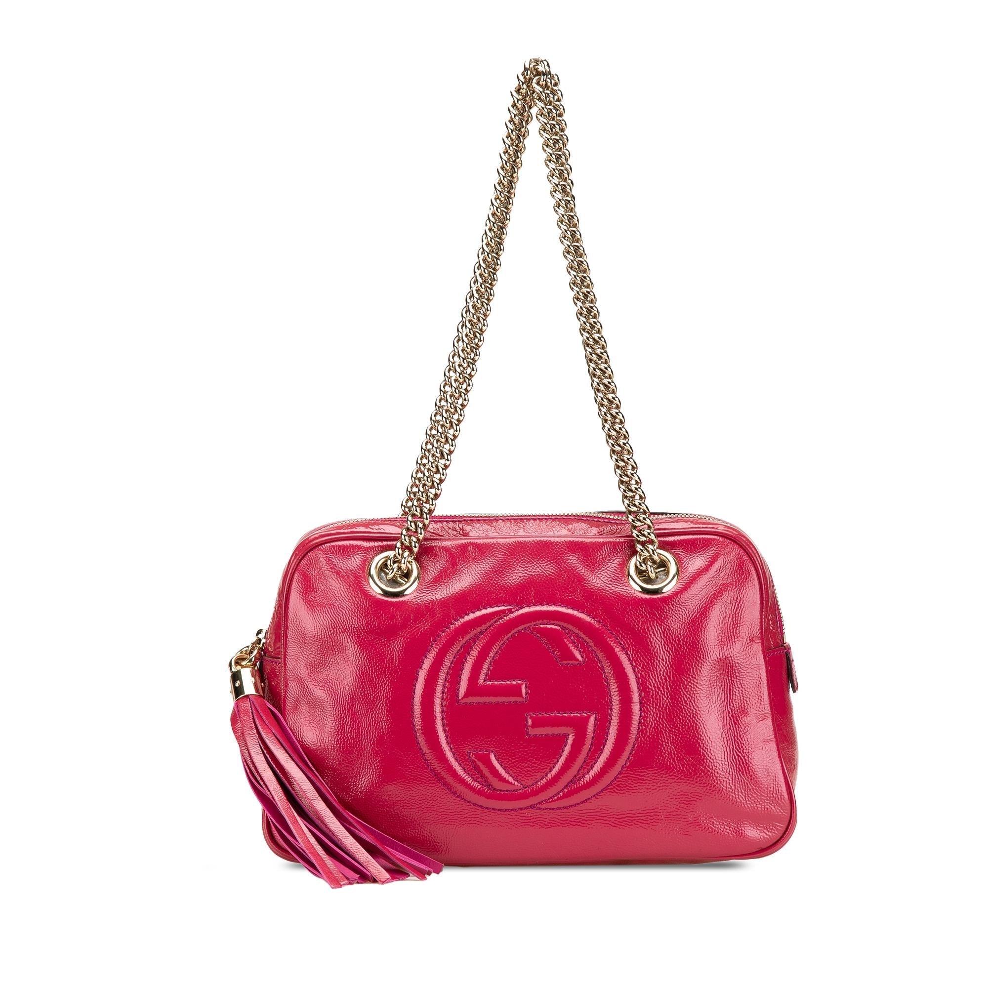 Gucci Patent Soho Chain Zip Shoulder Bag