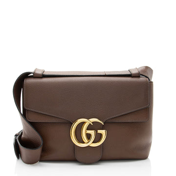 Gucci Pebbled Leather GG Marmont Shoulder Bag (SHF-h48Iia)