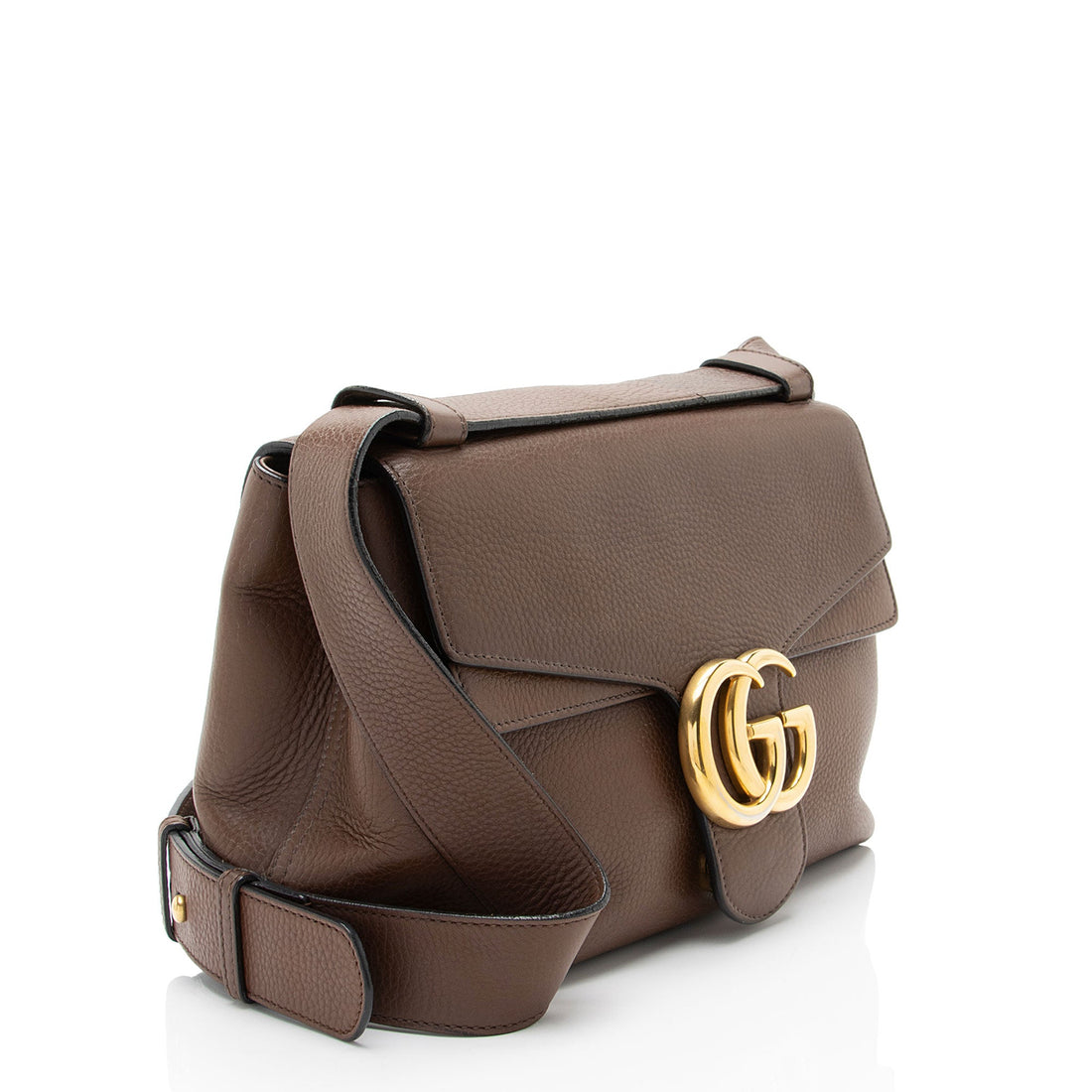 Gucci Pebbled Leather GG Marmont Shoulder Bag (SHF-h48Iia)