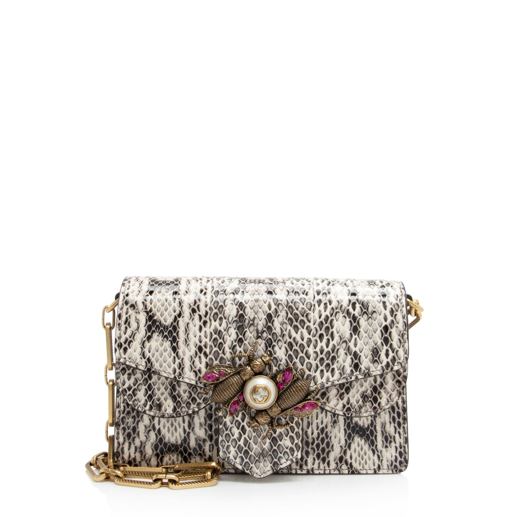 Gucci Python Bee Broadway Mini Shoulder Bag (SHF-oTBA8i)