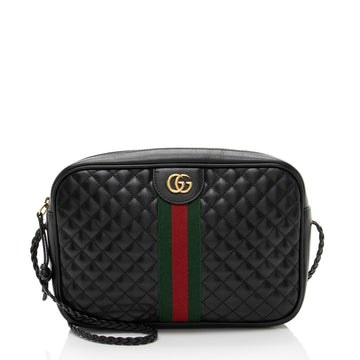 Gucci Quilted Leather Web Trapuntata Small Shoulder Bag
