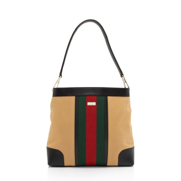 Gucci Canvas Web Shoulder Bag (SHF-KhYFg1)