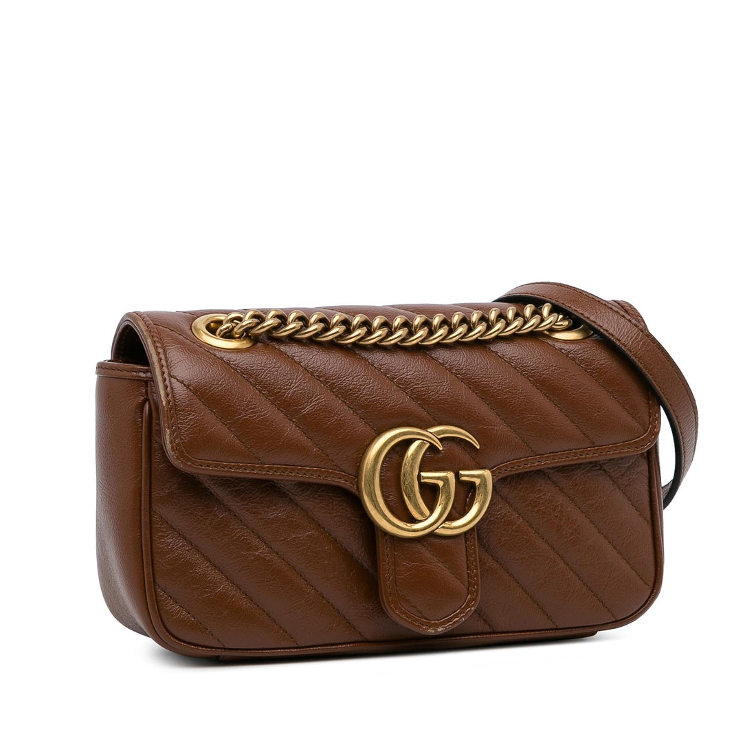 Gucci Small GG Marmont Diagonal Shoulder Bag (SHG-pZxZ1I)
