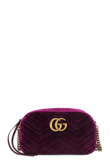 Small GG Marmont Matelasse Velvet Shoulder Bag  Violet