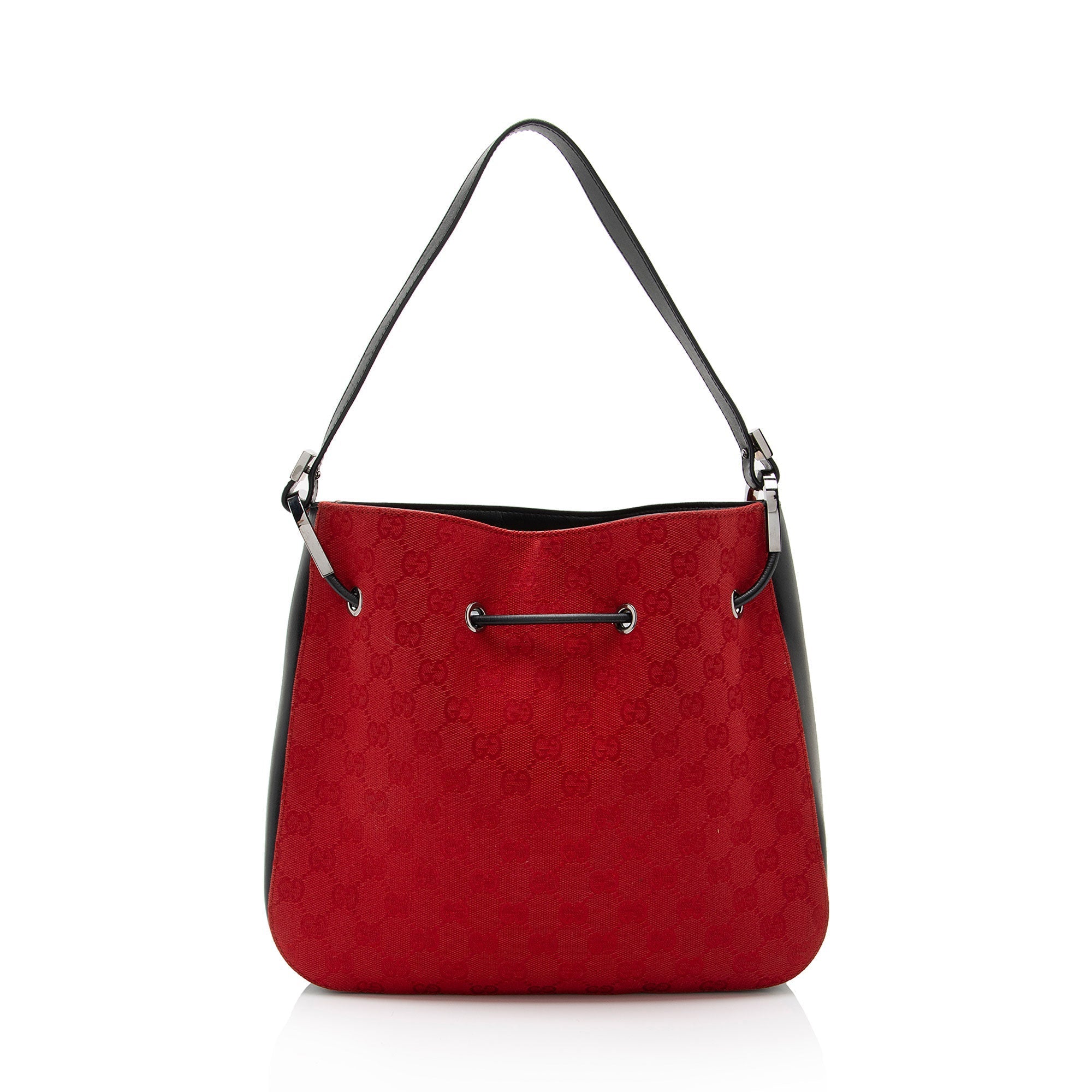 Gucci Vintage GG Canvas Drawstring Shoulder Bag (SHF-9kJYvQ)